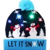wxsp LED Tomteluva, Lysande Tomteluva, Unisex Stickad Mössa, Partyhatt, Snögubbe Mönster, Lämplig för Fester Julstickad Mössa> Tillbehör