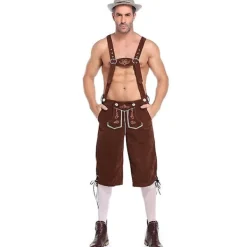 Lederhosen för Män - Äkta Läder Autentiska Tyska Lederhosen för Herrar, Oktoberfest Klädsel - -XF7- M><noscript><img width=