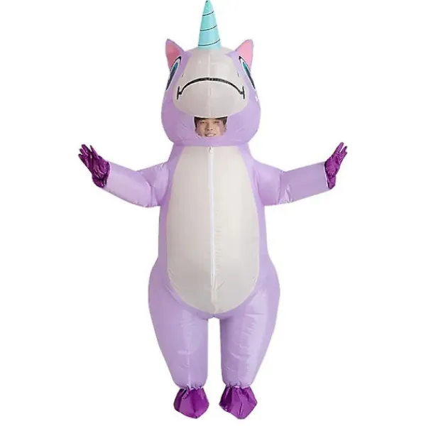 Blueday Lila Unicorn Uppblåsbar Dräkt Vuxen Barn Regnbåge Halloween Kostymer För Kvinnor Män Vuxen Carnival Mascot Jul Cosplay Adult 150-190cm> Dräkter
