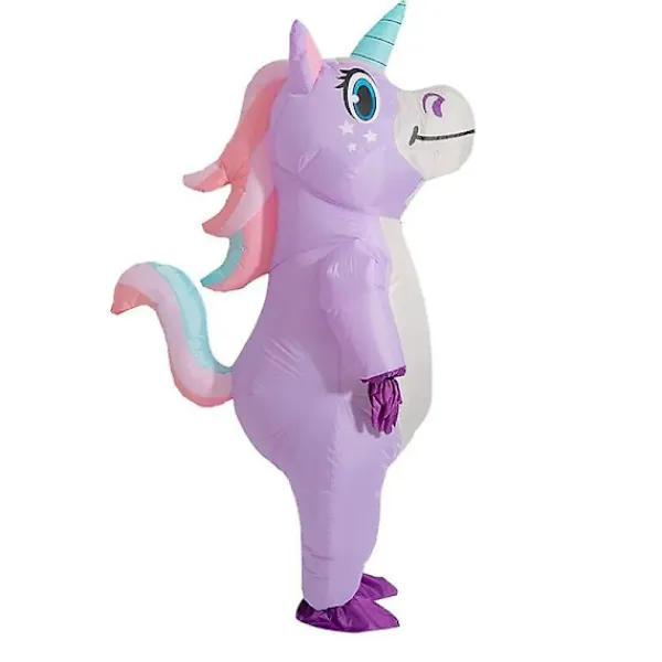 Blueday Lila Unicorn Uppblåsbar Dräkt Vuxen Barn Regnbåge Halloween Kostymer För Kvinnor Män Vuxen Carnival Mascot Jul Cosplay Adult 150-190cm> Dräkter