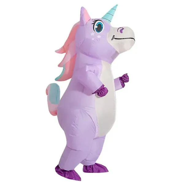 Blueday Lila Unicorn Uppblåsbar Dräkt Vuxen Barn Regnbåge Halloween Kostymer För Kvinnor Män Vuxen Carnival Mascot Jul Cosplay Adult 150-190cm> Dräkter