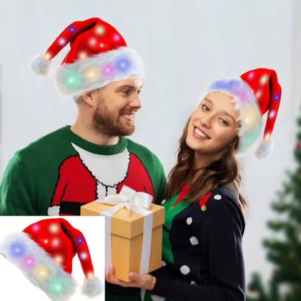unbranded Ljusupplyst Julhatt Tomtehatt Med Led-lampor Blinkande Tomtehatt För Vuxna Och Barn Julgåvor Tomtehatt Julhatt Julhelg> Huvudbonader