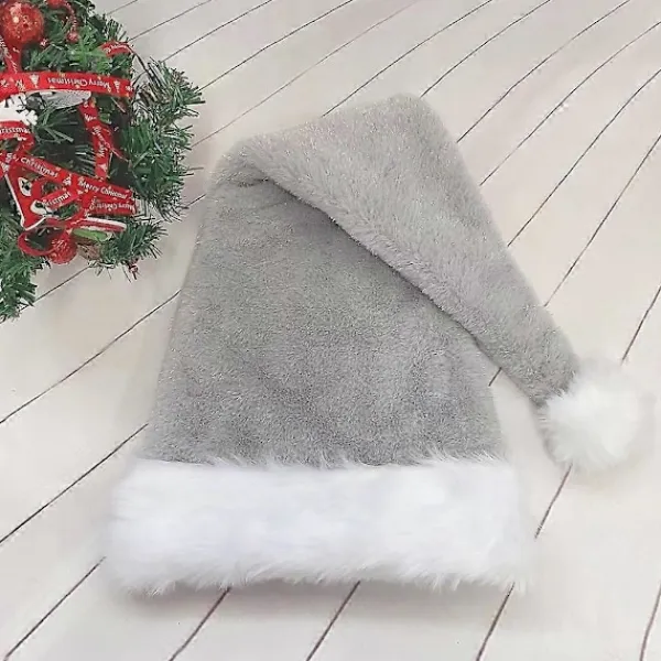 Lång Julhatt Plysch Tomtehatt Julfesthatt Julfestdekor Rosa Double layer> Huvudbonader
