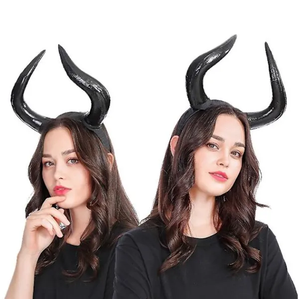Lång oxhorn huvudbonad cosplay horn pannband festtillbehör för Halloween> Huvudbonader