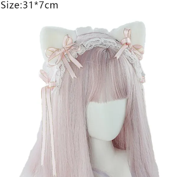 Xuigort Lolita kattöron huvudbonad piga spets hår fest accessoarer söta hårband söt hårnål> Peruker