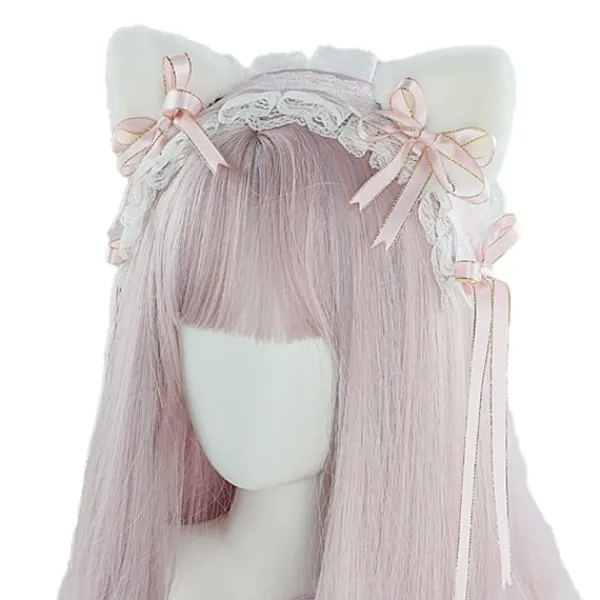 Xuigort Lolita kattöron huvudbonad piga spets hår fest accessoarer söta hårband söt hårnål> Peruker