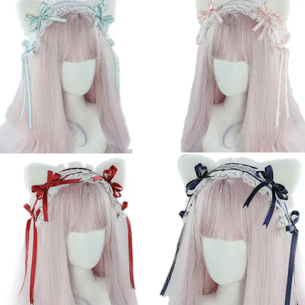 Xuigort Lolita kattöron huvudbonad piga spets hår fest accessoarer söta hårband söt hårnål> Peruker