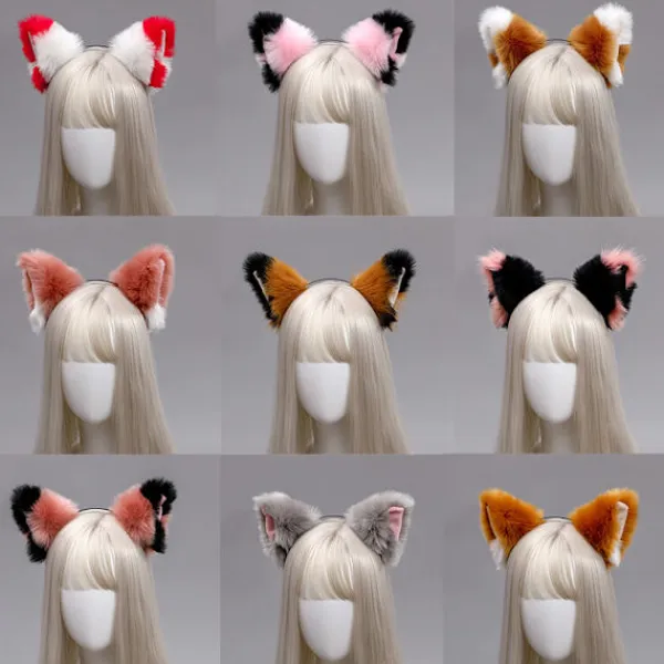 Luddiga Djur Kattunge Öron Huvudband Katthuvud Halloween Cosplay Fest> Huvudbonader