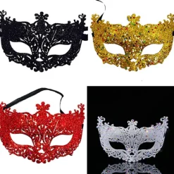 Jettbuying Lyxig venetiansk maskeradmask Kvinnor Flickor Sexig Fox Eye Mask F ONESIZE> Masker