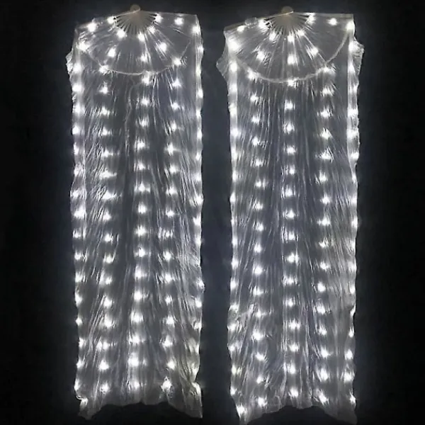 Magdans LED Fläkt Tillbehör Sidenfläktar Kvinnor LED Ljus 1 Par Magdansslöja Performance Rekvisita Kostymer Med Batteri S -120x90cm | Fyndiq> Tillbehör