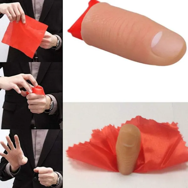 Superp Magisk tumspets trick finger gummi närbild försvinnande näsduk trick rekvisita> Tillbehör