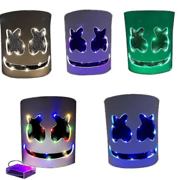 FMYSJ Marshmello LED-mask DJ Cosplayhjälm Marshmello Kostym Mask Ljus Upp LED-mask Party Cosplay Mask (FMY)> Masker