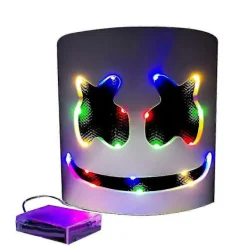 FMYSJ Marshmello LED-mask DJ Cosplayhjälm Marshmello Kostym Mask Ljus Upp LED-mask Party Cosplay Mask (FMY)><noscript><img width=