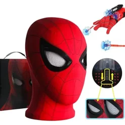 ATELA Mascara Spiderman Headgear Cosplay Moving Eyes Electronic Mask Spider Man 1:1 Chin Control Elastic Toys For Adults Kids Gift> Tillbehör