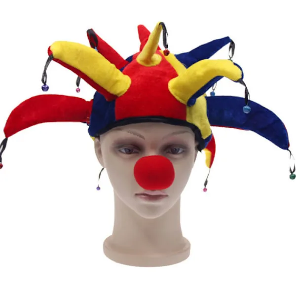 unbranded Maskerad dansdräkt rekvisita vuxen huvudbonader Barnens dag prestanda huvudbonader clown hatt set (hatt+röd näsdekoration)> Huvudbonader