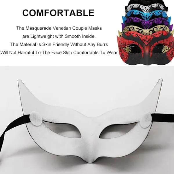 OCEAN Maskeradmask för Män Kvinnor Par Venetiansk Mask för Halloween Mardi Gras Kostymfest Bal> Masker