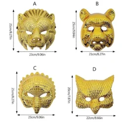 EURL Maskeradmask Guld Leopard/Lejon/Gris/Uggla Mask Party Mask Halloween Cosplay Mask Kvinnor Män Djurmask Balmask><noscript><img width=