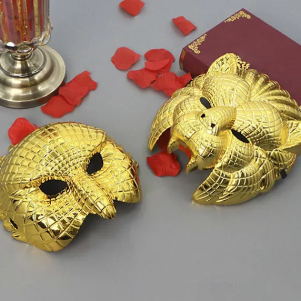 EURL Maskeradmask Guld Leopard/Lejon/Gris/Uggla Mask Party Mask Halloween Cosplay Mask Kvinnor Män Djurmask Balmask> Masker