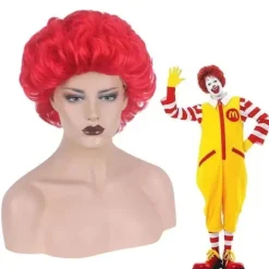 McDonald Cosplay Kostym Ronald Maskerad Sutra Clown Karaktär Vuxen Halloweenfest Rolig Kostym Scenkläder Peruk M-FY M A3> Peruker