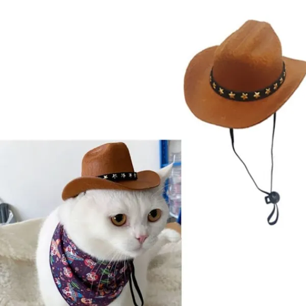 Mini Cowboyhatt för Katt och Hund> Huvudbonader