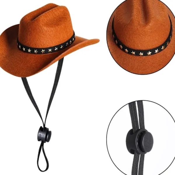 Mini Cowboyhatt för Katt och Hund> Huvudbonader
