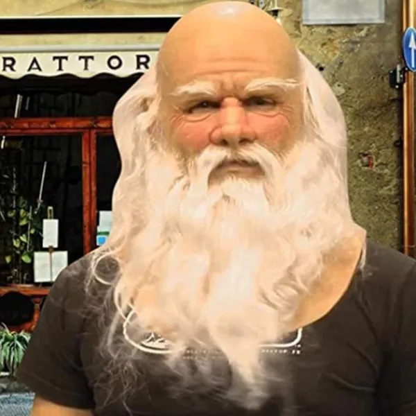 JIUSAIRUI Mjuk Tomte Vuxen My Old Man Christmas Holiday Rolig Latex Mask> Masker