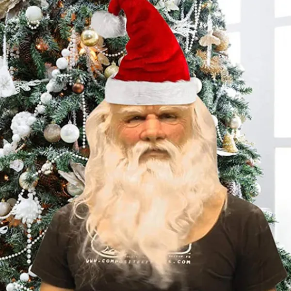 JIUSAIRUI Mjuk Tomte Vuxen My Old Man Christmas Holiday Rolig Latex Mask> Masker
