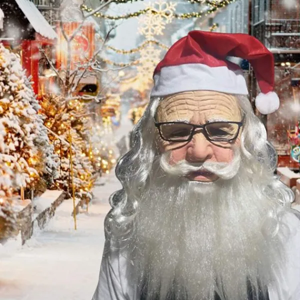 JIUSAIRUI Mjuk Tomte Vuxen My Old Man Christmas Holiday Rolig Latex Mask> Masker