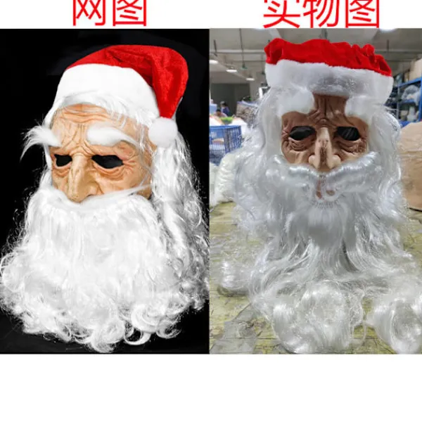 JIUSAIRUI Mjuk Tomte Vuxen My Old Man Christmas Holiday Rolig Latex Mask> Masker