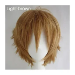 unbranded Män Kvinnor Flerfärgad kort rakt hårstrå Hel peruk för Anime Party Cosplay - Gul><noscript><img width=