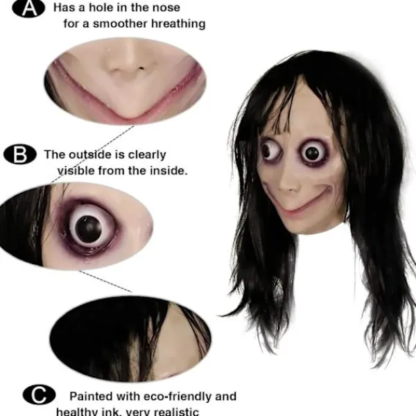 Molezu Momo Mask Läskig Mask, Krypande Mask Monstermask, Skräckdräkter Party Gummi Latex Mask för Halloween Vuxen> Masker