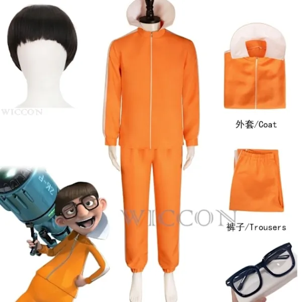 Movie Vector Cosplay Kostym Orange Jacka Byxor Glasögon Kostymset Svamp Peruk Halloween Maskeradkläder Set Festset L-WELLNGS L L-FQ3- L Costume wig glasses | Fyndiq> Dräkter
