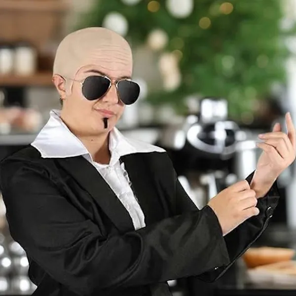 Mr Worldwide Flintskallig Hätta & Solglasögon Set, Kändisikon Maskerad Pitbull Kostym Tillbehör Set{XH} 2pcs> Tillbehör
