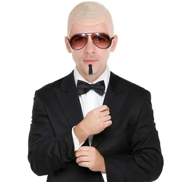 Mr Worldwide Flintskallig Hätta & Solglasögon Set, Kändisikon Maskerad Pitbull Kostym Tillbehör Set{XH} 2pcs> Tillbehör