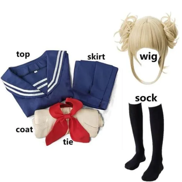 My Hero Academia Himiko Toga Cosplay Kostym JK Uniform Boku No Hero Academia Tröja Peruk Halloween Kostymer för Kvinnor M | Fyndiq> Peruker