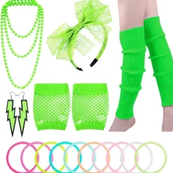 Neonaccessoarer för damer 80-tal Dans Möhippa Maskerad Retro Grön> Tillbehör