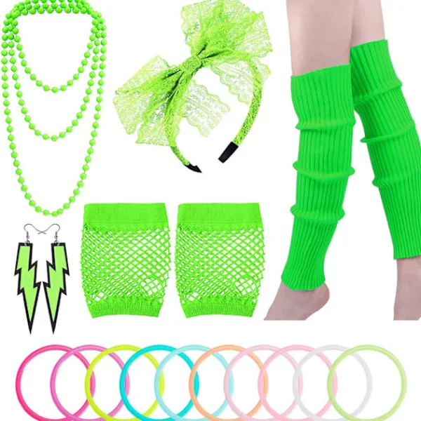 Neonaccessoarer för damer 80-tal Dans Möhippa Maskerad Retro Grön> Tillbehör