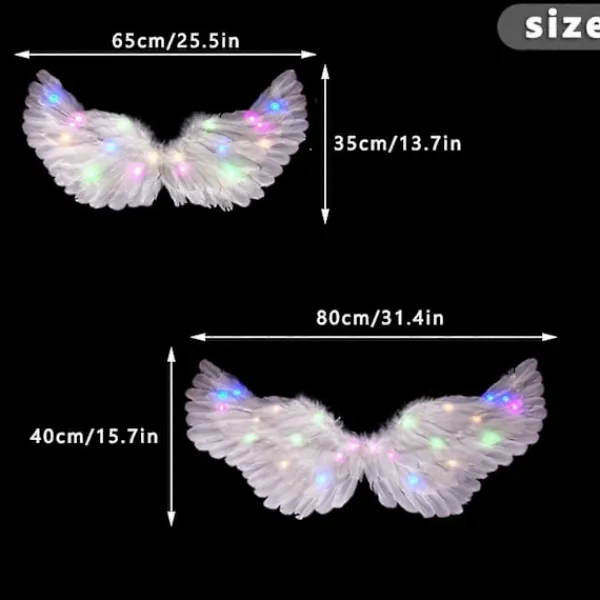 FMYSJ Änglavingar, 3-pack/set Ljusa Änglavingar och Glorior med LED-lampor, Barnkostym för Julafton, Fest (FMY) 65x35cm> Tillbehör
