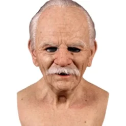 /NN/Halloween Gubbmask, Äldre Man Huvudbonad Realistisk Silikonmask Helhuvud Knepig Rekvisita Vitt Skägg Med Hår> Masker