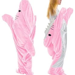 Ny Hajfilt Hoodie för Vuxna - Bärbar Hajfilt Super Mjuk och Mysig Sovsäck Rosa..> Dräkter