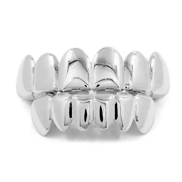 FMYSJ Nya Anpassade 14k Guldpläterade Hip Hop Tand Grillz Caps Övre & Nedre Grill Fang Set (FMY) 1 Pcs> Tillbehör