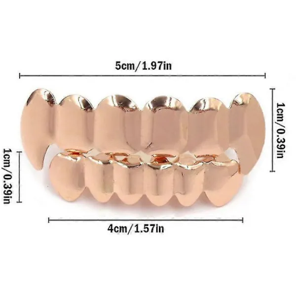 FMYSJ Nya Anpassade 14k Guldpläterade Hip Hop Tand Grillz Caps Övre & Nedre Grill Fang Set (FMY) 1 Pcs> Tillbehör