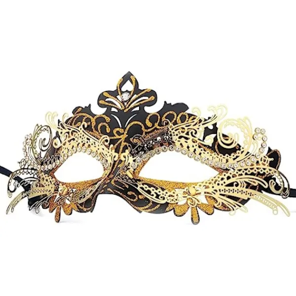 OCEAN Venetians mask (svart guld), för maskeradboll och kostym, för> Masker