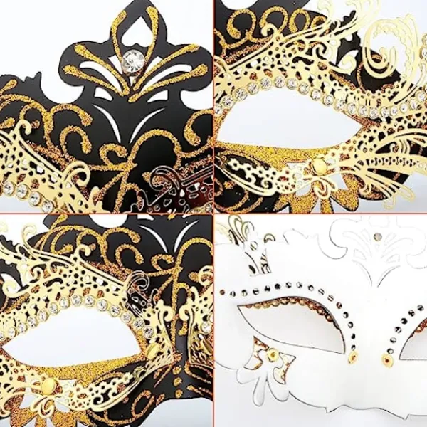 OCEAN Venetians mask (svart guld), för maskeradboll och kostym, för> Masker