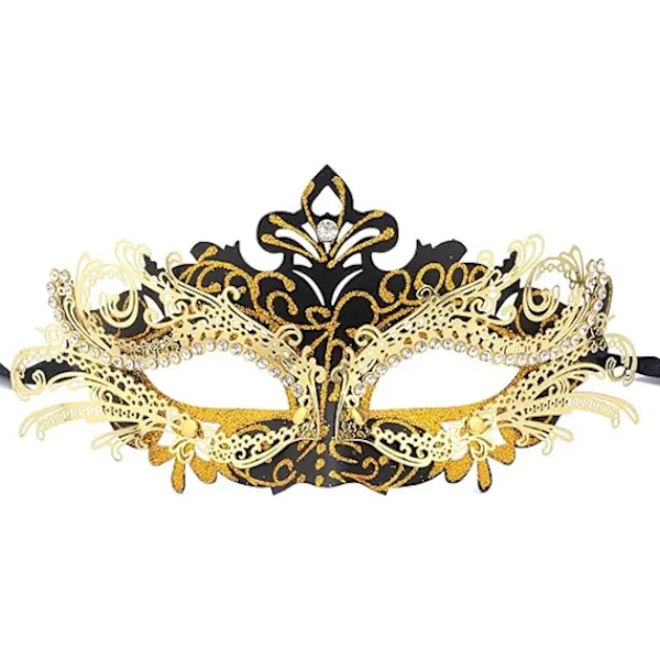 EURL Ocean Venetiansk mask (svart guld), för maskerad och kostym, för> Masker