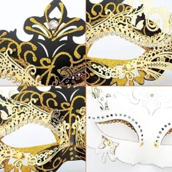 EURL Ocean Venetiansk mask (svart guld), för maskerad och kostym, för><noscript><img width=
