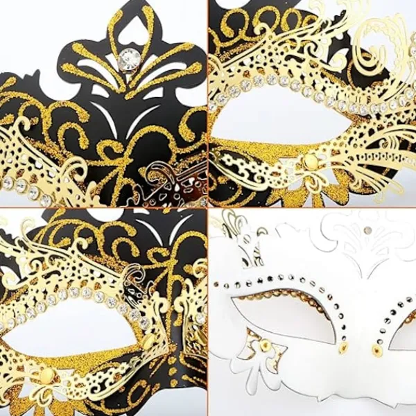 EURL Ocean Venetiansk mask (svart guld), för maskerad och kostym, för> Masker