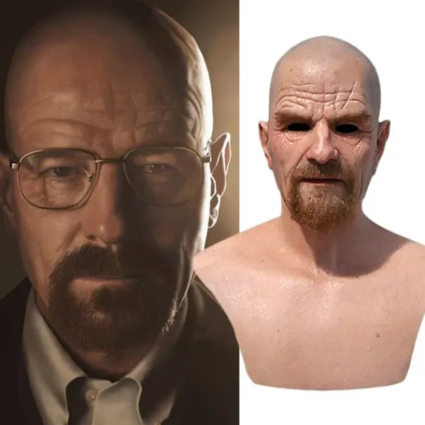 Old Man Mask Realistisk Cosplay Halloween Full Head mjuk latex> Masker