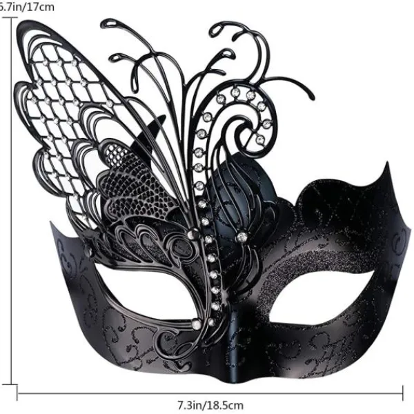 Olika Fjärilsformade Rhinestone Metall Venetianska Masker för Kvinnor> Masker