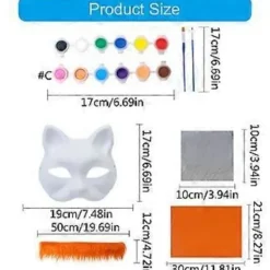 Omålade Rävmasker Halloween Cosplay Mask Handmålade Kattmasker med Päls Anime Cosplay Mask Djurmask Set brun><noscript><img width=